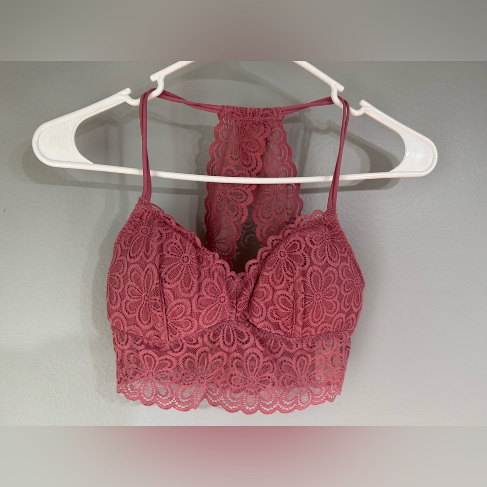Hollister Gilly Hicks Dusty Pink Lace Bralette Size XS with Removable Padding